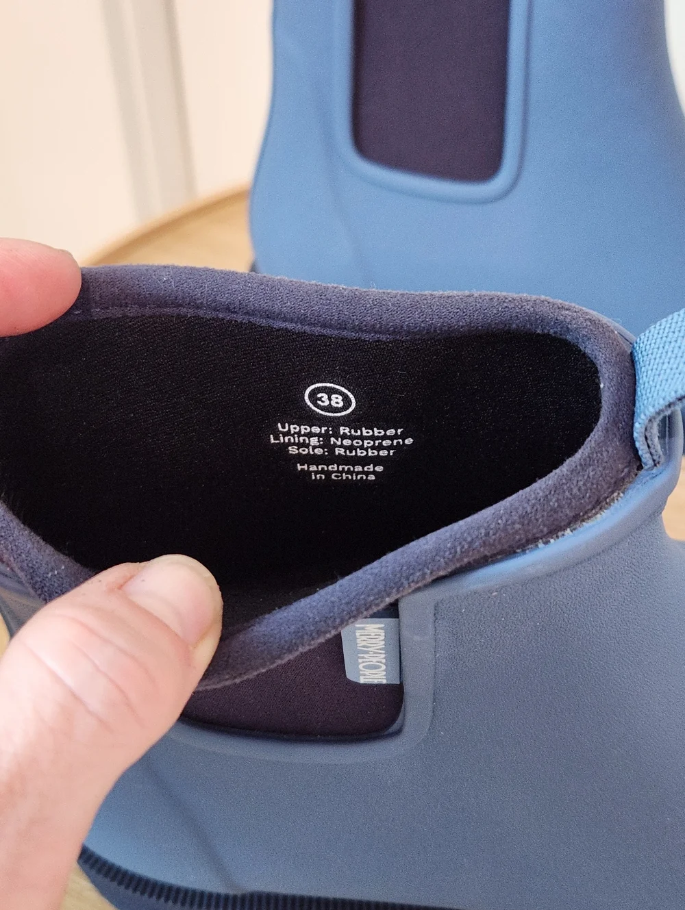 Merry People NEW Blue Chelsea Rain Boots with Pull Tabs Size 7 - Picture 6 of 8